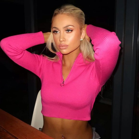 LAST Small Hot Pink Knit Lightweight Cropped Jacket Sweater - Picture 3 of 9